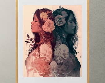 Lesbian Art Print Lesben Hochzeitsgeschenk Lesben Jubiläumsgeschenk LGBTQ Gay Art Print Lesben Freundin Geschenk | Frauen und Rosen IV