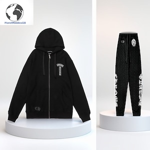 Unisex Schwarz Streetwear inspiriert Trainingsanzug Hoodie und Jogginghose