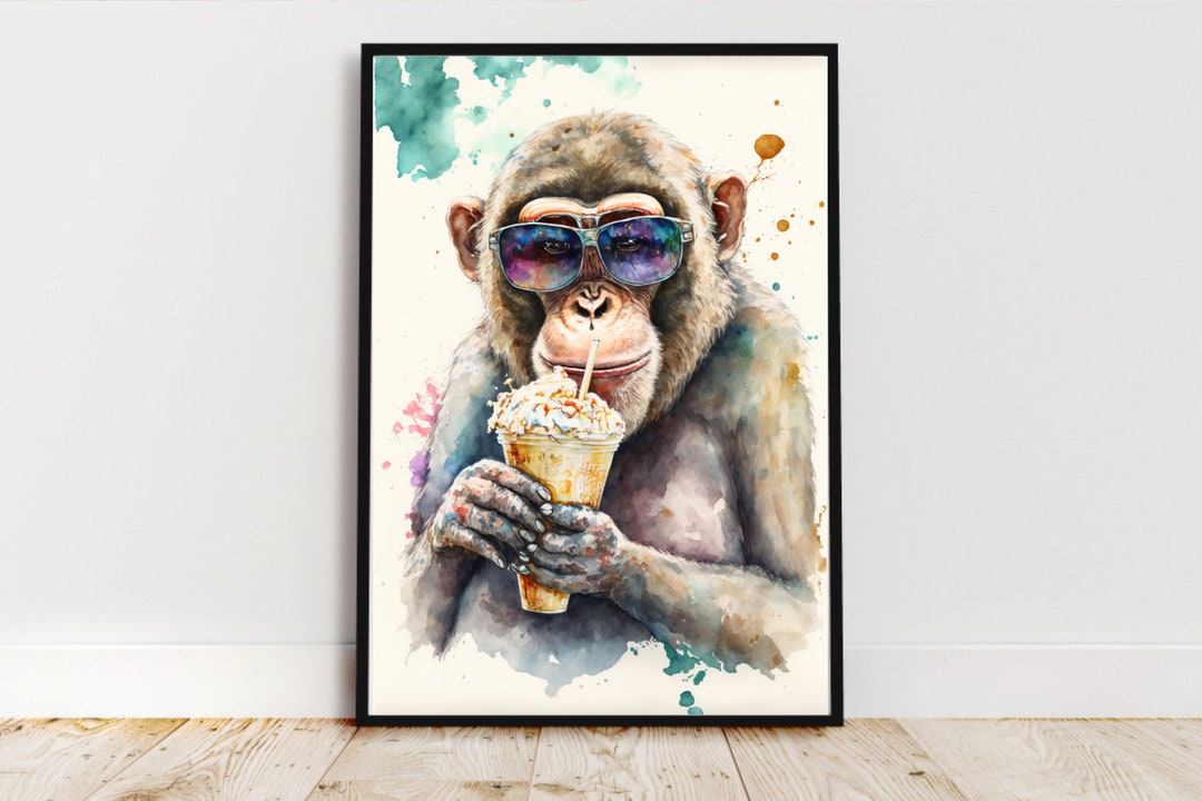 Modern Artwork, Chimpanzee Art, Monkey Canvas Art, Abstract Canvas Art