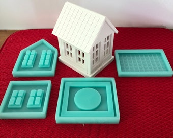 Silicone mold SET mini light house "RUNG WINDOW" for casting with gypsum ceramic or cast concrete.