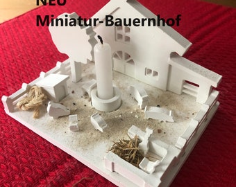 Silikonform-SET "Miniatur - Bauernhof" für Liebhaber kleiner Szenen zum Gießen mit Gipskeramik oder Gießbeton.