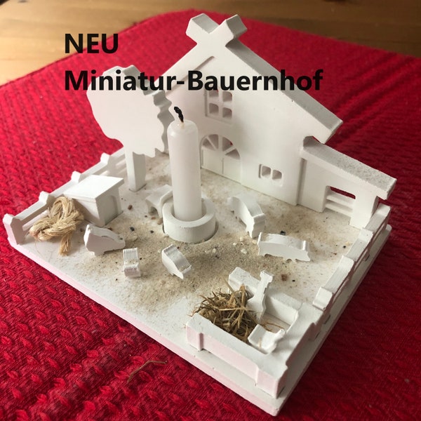 Silikonform-SET "Miniatur - Bauernhof" für Liebhaber kleiner Szenen zum Gießen mit Gipskeramik oder Gießbeton.