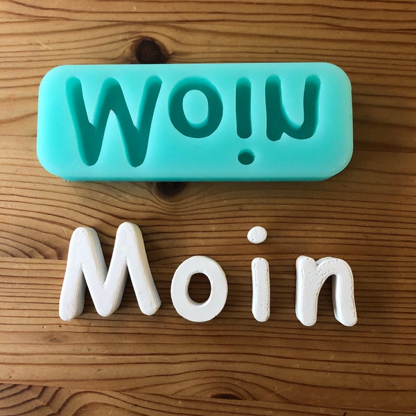 Silikonform "Moin" aus "Nordsee-Kollektion" zum Gießen von Buchstaben aus Gips, Gipskeramik oder Gießbeton