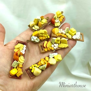1:12 scale Miniature cheese compositions on wooden cutting boards