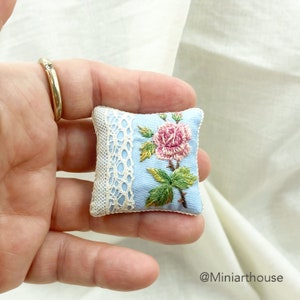1:12 scale miniature cushion with embroidery