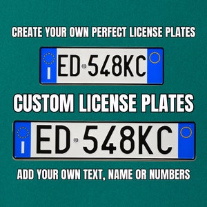 Imposta targhe italiane con il TUO TESTO / Targa italiana personalizzata / Targa europea Italia / Targhe italiane