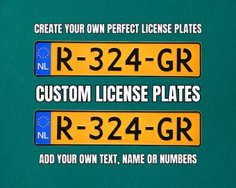 Set Netherlands License Plates with YOUR TEXT / Personalized Dutch Number Plates / Euro Netherlands Number Plate / Dutch License Plate
