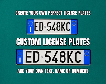 Custom Italian License Plates with YOUR TEXT / Personalized Italian Number Plate / Euro Italy License Plate / Italian License Plates