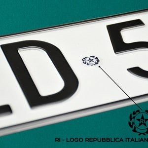 Targa Italia posteriore con il TUO TESTO / Targa Italiana Personalizzata / Targa Euro Italia / Targa Italiana immagine 2