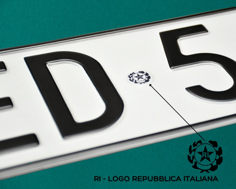 Rear Italy License Plate with YOUR TEXT / Personalized Italian Number Plate / Euro Italy License Plate / Italian License Plate image 2