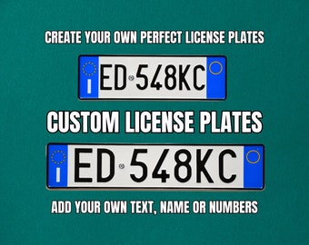 Set Italy License Plates with YOUR TEXT / Personalized Italian Number Plate / Euro Italy License Plate / Italian License Plates