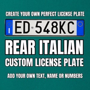 Placa traseira da Itália com SEU TEXTO / Placa italiana personalizada / Placa Euro Itália / Placa italiana