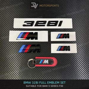 BMW 328i Emblem Full Badges Gloss Black Package Bundle Set For BMW 3 Series F30 G20 M Performance Side Fender Front Grille Rear Emblem