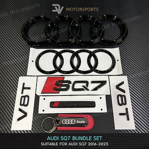 Audi SQ7 4M V8T Audi Sports Front And Rear Rings Emblem Badge Bundle Set Gloss Black 2016-2023