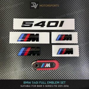 BMW 540i Emblem Full Badges Gloss Black Package Bundle Set For BMW 5 Series F10 M Performance Side Fender Front Grille Rear Emblem 2011-2016