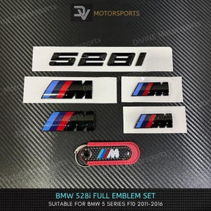 BMW 528i Emblem Full Badges Gloss Black Package Bundle Set For BMW 5 Series F10 M Performance Side Fender Front Grille Rear Emblem 2011-2016