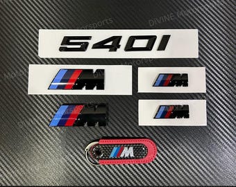 BMW 540i Gloss Black Emblem Set: M Performance Badges, G30 2017-2023