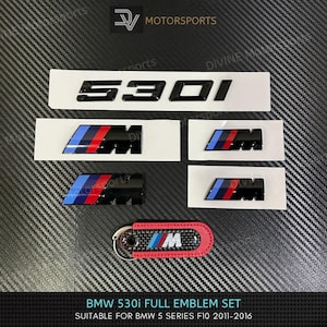 BMW 530i Emblem Full Badges Gloss Black Package Bundle Set For BMW 5 Series F10 M Performance Side Fender Front Grille Rear Emblem 2011-2016