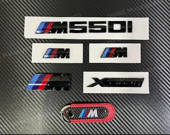 BMW 550i Gloss Black Emblem Set: M Performance Badges