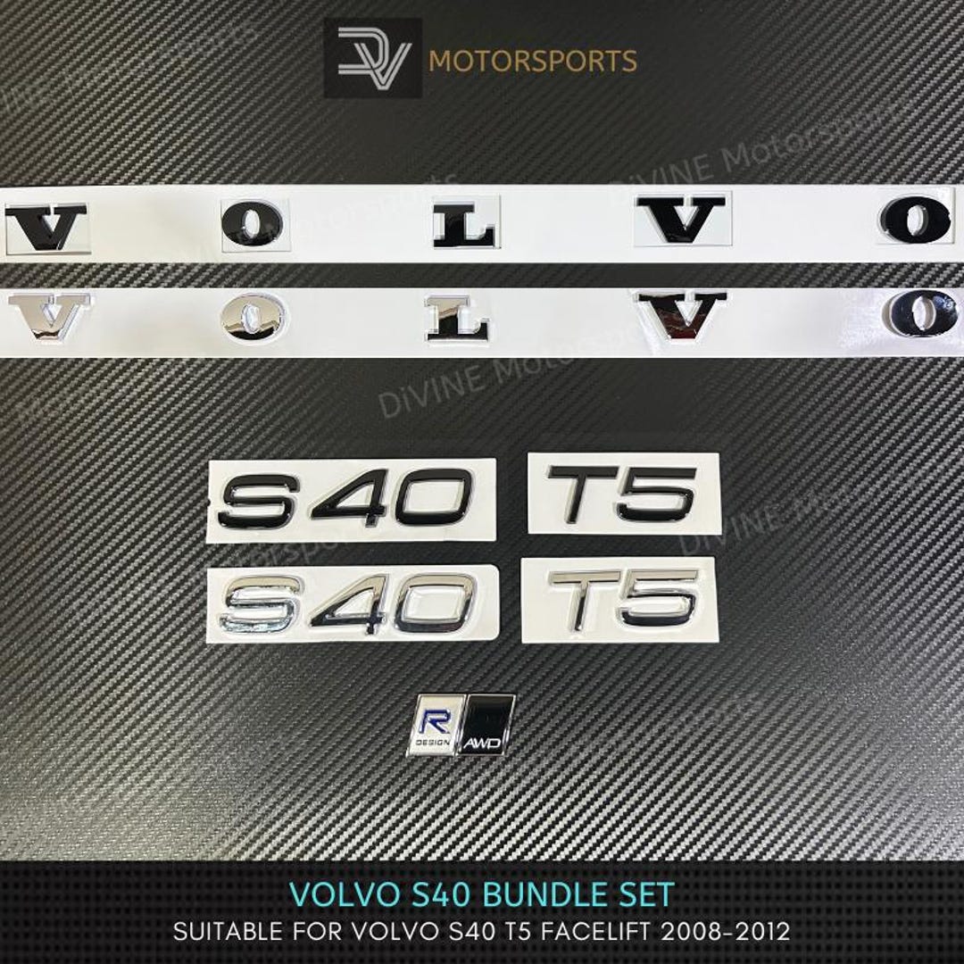 Volvo 240 Lettering Volvo S40 T5 Bundle Set Gloss Black Silver Chrome Rear Lettering Logo ...