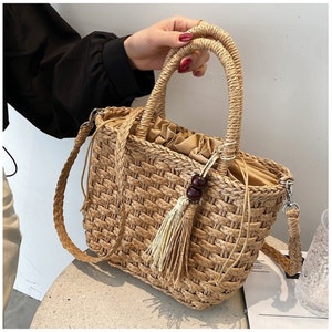 New Hand-Woven Tessel Straw Bag,Mini Crossbody Bag, Straw Handbag,Woven Purse,Bohemia Shoulder Bag.