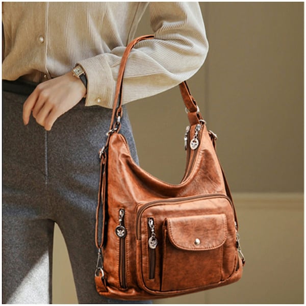 3 In 1 LEATHER BACKPack, Mini Backpack, Women's Handbag, Leather Backpack Women, Multiple Pockets Shoulder Bag.