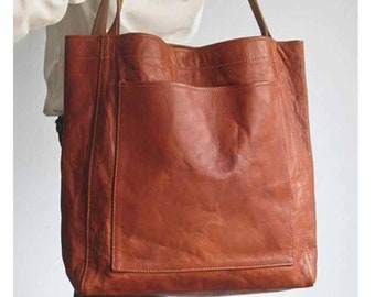 Bolsos de hombro de gran tamaño, bolso de cuero suave de PU, bolso de mano con bolsillos, elegante bolso de mensajero de cuero.