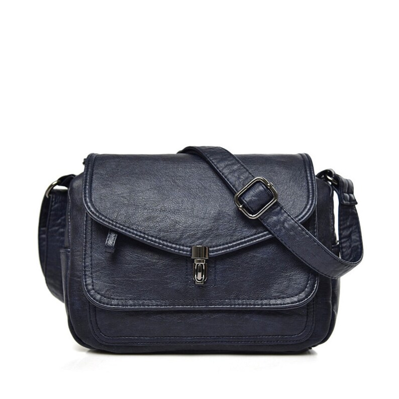 Sac en cuir véritable de haute qualité, sacs à bandoulière de luxe pour femme, sacs à bandoulière pour femme. Retro Blue