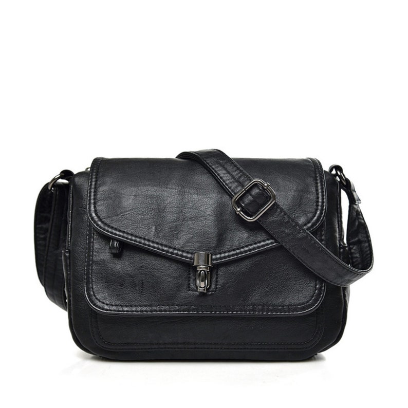 Sac en cuir véritable de haute qualité, sacs à bandoulière de luxe pour femme, sacs à bandoulière pour femme. Retro black