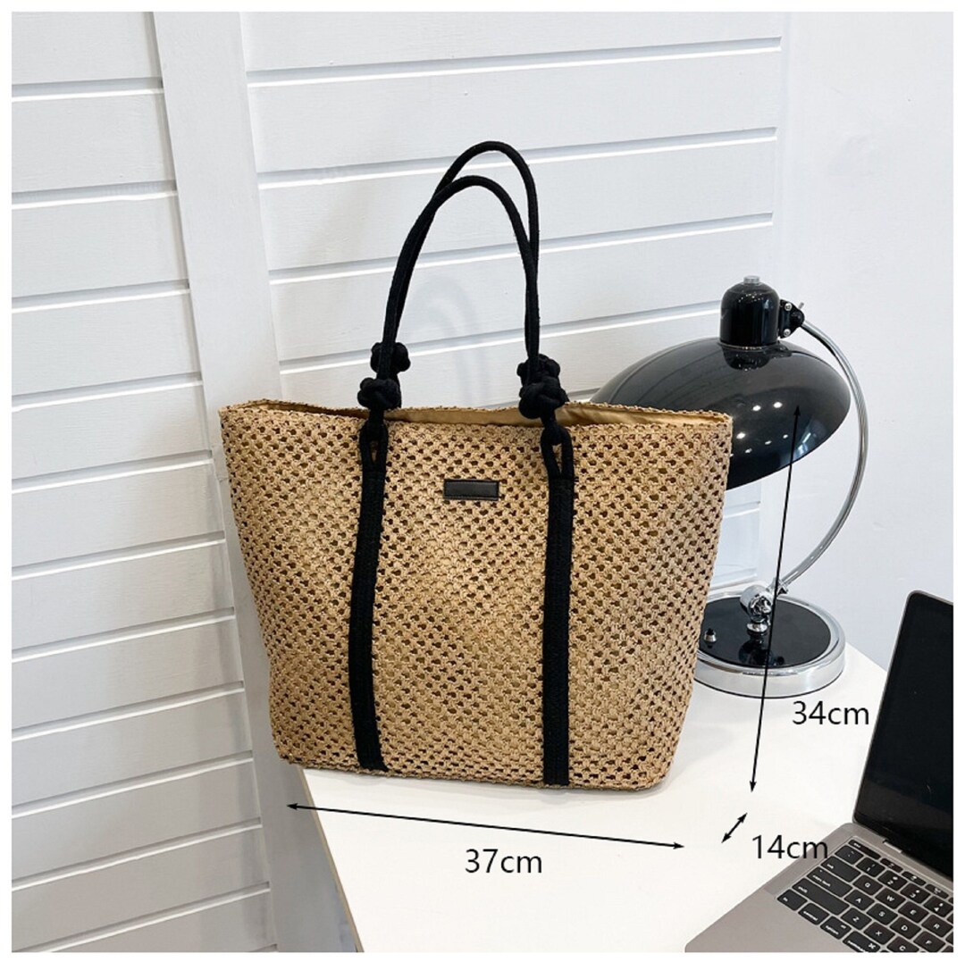 Large Capacity Tote Bags, Luxury Designer Rattan Woven Shoulder Bag