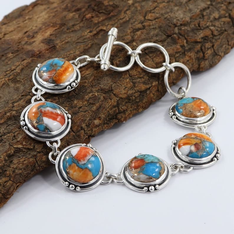 Oyster Copper Turquoise Bracelet Sterling Silver Bracelet Etsy