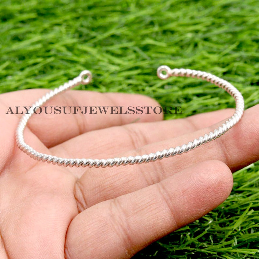 925 Sterling Silver Bangle Twisted Thin Infinity Bangle Hand Etsy