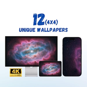 Cosmic Nebula Trio - iPhone, iPad, Mac Wallpaper Pack - Space, Stars, Galaxy, Digital Art, Matching Backgrounds