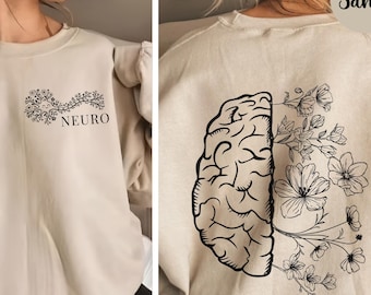 Neuro Sweatshirt, Gehirnanatomie Sweatshirt, Floral Neuro Design, Neurologie Krankenschwester Geschenk, Neuro Krankenschwester Rundhalsausschnitt