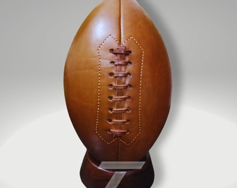 Vintage Leather Rugby Ball, American football Artisan elegance history. Elevate your space with enduring style. Easter gift for him.