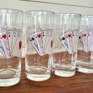 Vintage Full House Highball Drinking Glasses Tumblers Poker Theme- set of 6