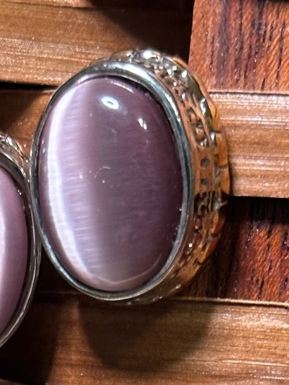 Vintage Oval Lavender and Silver Stud Earrings - image 5