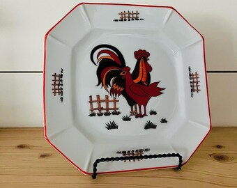1960's Rossini Farmhouse Rooster and Hen Plates