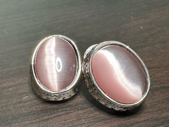 Vintage Oval Lavender and Silver Stud Earrings - image 8