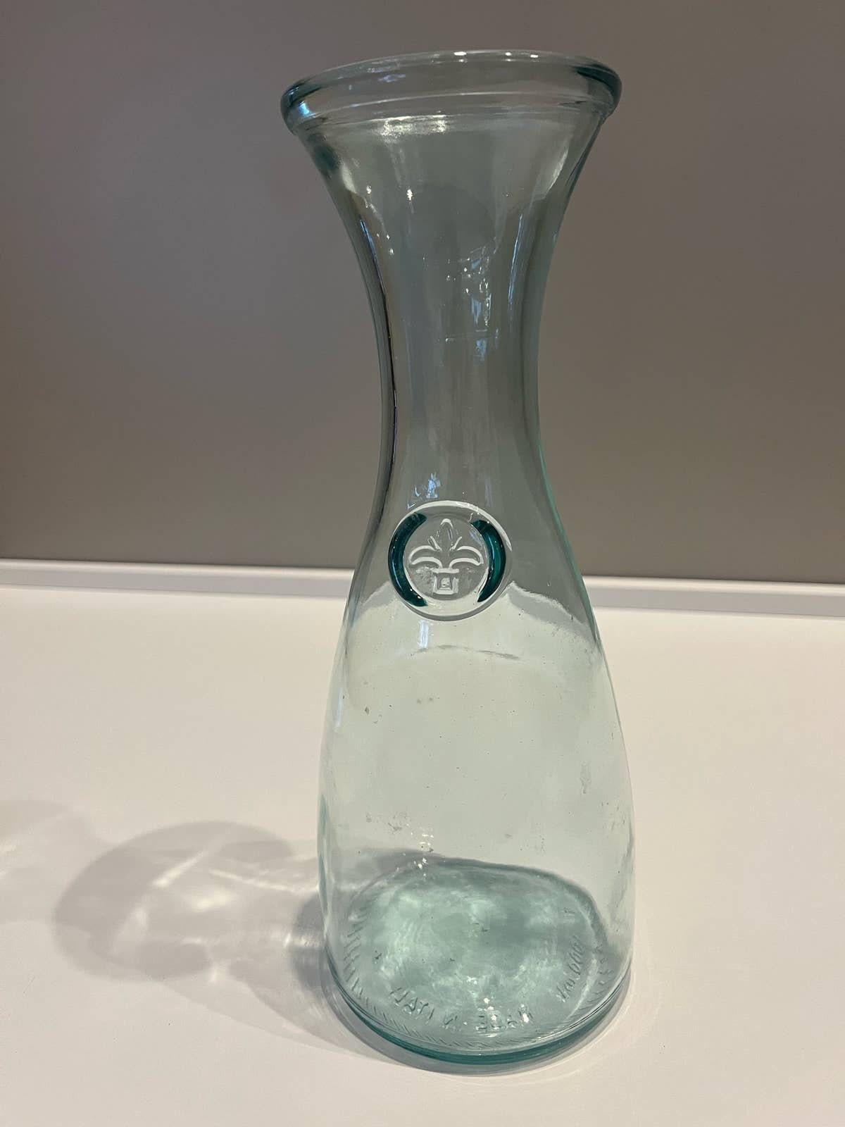 12” Italian Clear Glass Wine Decanter With Lid Made In Italy