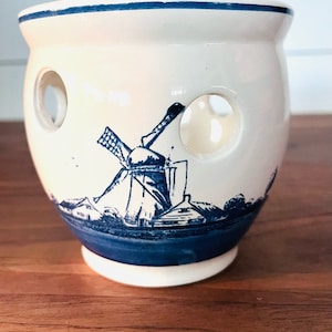 Delft Blauw Tulip Bowl/Planter, Candle Holder Made In Holland