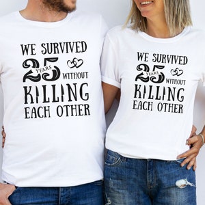 Funny 25th Wedding Anniversary Shirt, 25 Years Married Together Since 1998, 25 Year Anniversary Gift for Wife Husband Couple Him Her Parents