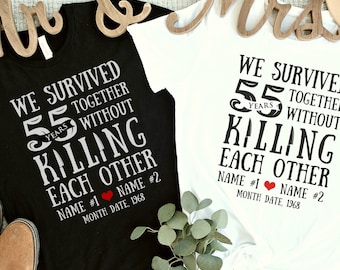 Personalized Funny 55th Wedding Anniversary Shirt 55 Year Anniversary 55 Years Married Together Gift for Husband Wife Partner Couple Parents