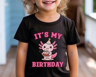 Axolotl Birthday Girl Shirt Kids Matching Family Tees Bday Party Baby Toddler Youth Adult Sizes
