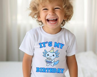 Axolotl Birthday Boy Shirt Kids Matching Family Tees Bday Party Baby Toddler Youth Adult Sizes