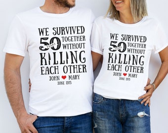 Personalized Funny 50th Wedding Anniversary Shirt 50 Year Anniversary 50 Years Married Together Gift for Husband Wife Partner Couple Parents
