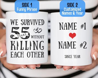 Personalized 55 Year Anniversary Mug Customized Funny 55th Wedding Anniversary Gift for Husband Wife Partner Parents Couple Married 55 Years