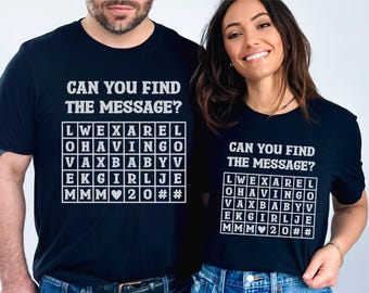Word Search Pregnancy Announcement Shirt Surprise Baby Boy Girl Gender Pregnant Reveal Personalized Due Date Unique Mom Dad Parents To Be