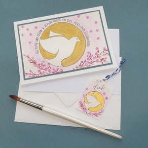 Sei mutig, stark und glaube an dich - handgemalte Aquarellkarte mit Geschenkanhänger/Konfirmation/Kommunion - ein Unikat - Klappkarte 37/24
