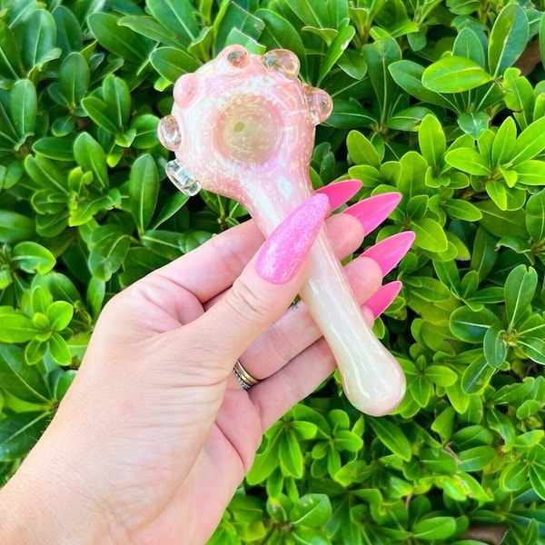 Pretty White Pink Glass Pipe, Pretty Pipe, Cute Pipe, Girly Pipe, Handmade Pipe